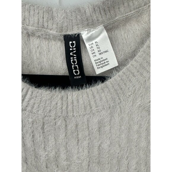 Zara Cropped Crew Neck Grey Sweater Long Cuffs Super Soft Size Xl - Picture 5 of 10